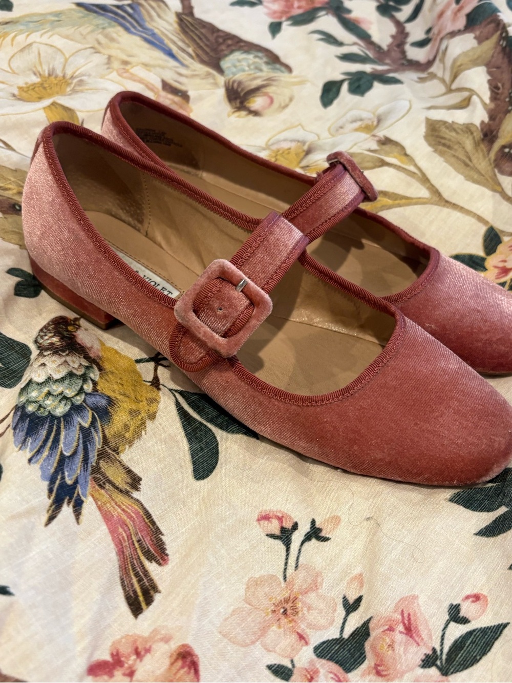 Chelsea & Violet Velvet Mary Jane Flats in Dusty Rose -Pink Very Comfortable - Picture 4 of 6
